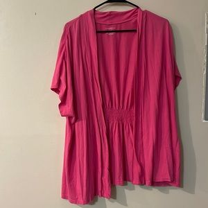 Lane Bryant Pink Open Front Short Sleeve Cardigan
